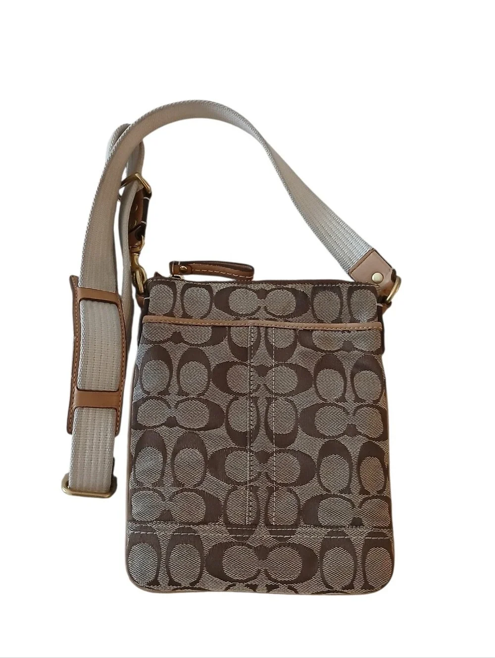 Vintage Y2K Coach Bundle Of 2 Crossbody Bags Monogram Canvas Logo Top Zip